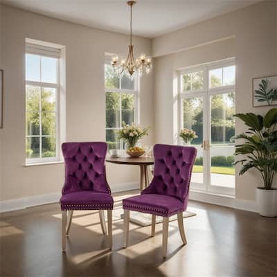 Tufted Solid Wood Contemporary Velvet Upholstered Dining Chair,2PCS