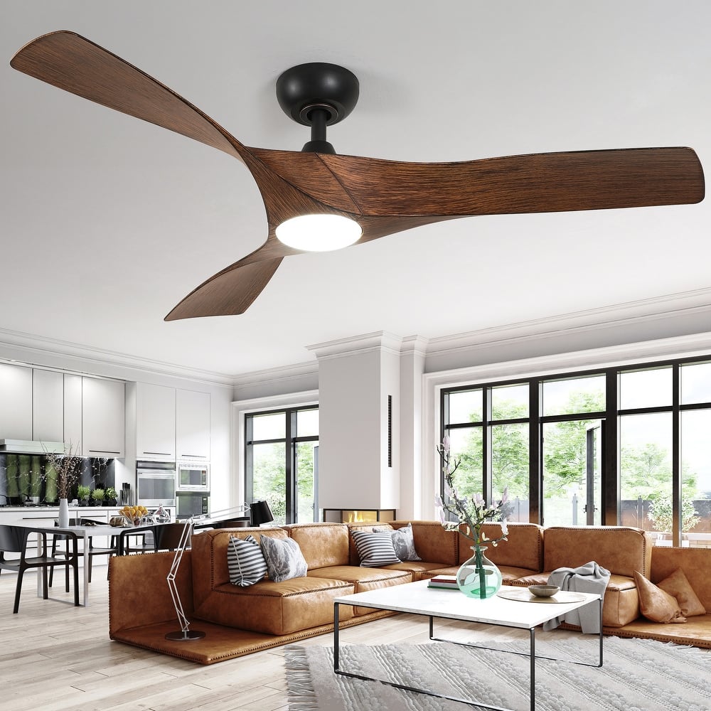 Ceiling Fan Light, 52" Ceiling Fan w/ Remote, LED Dimmable Tri-Color Temperature