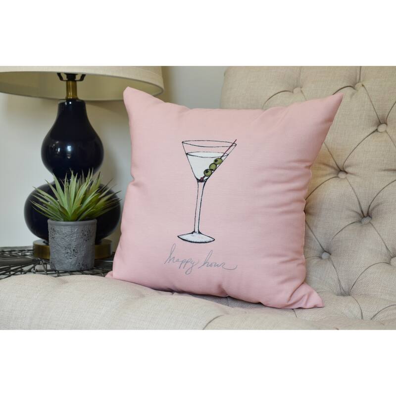 20 x 20 inch Martini Glass Happy Hour Geometric Print Pillow
