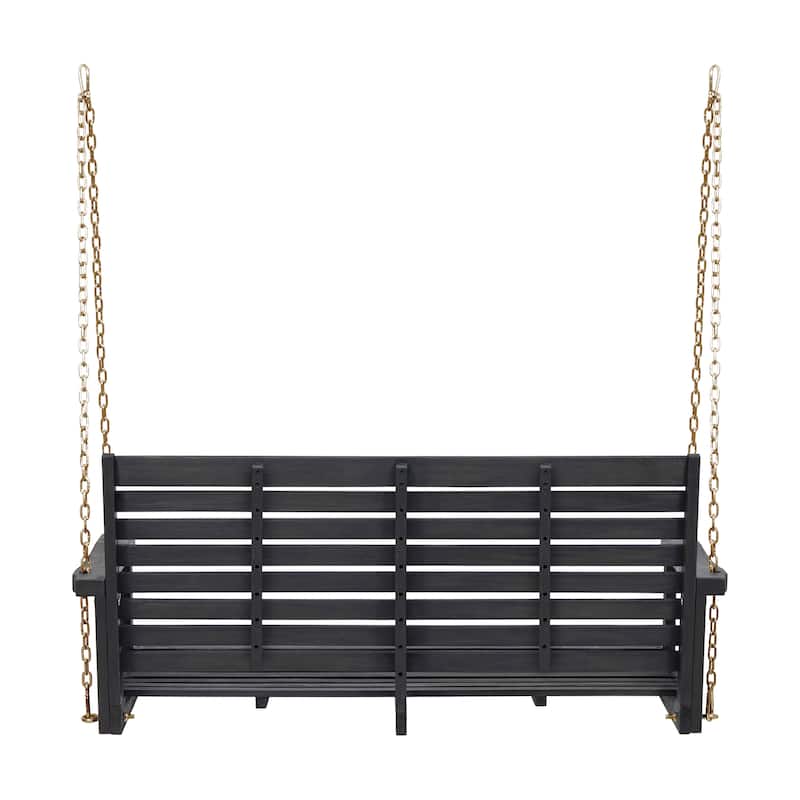 Tasmania Acacia Wood Porch Swing - 50" Dark Grey Outdoor Swing with 800lb Capacity