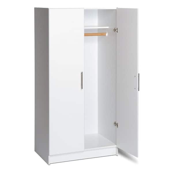 Shop White 2 Door Wardrobe Cabinet With Hanging Rail And Storage