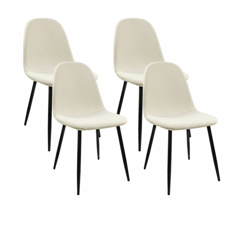 MDF Wood Colour Dining Table and Modern Dining Chairs Set of 4,Metal Base & Legs, Dining Room Table and Linen Chairs
