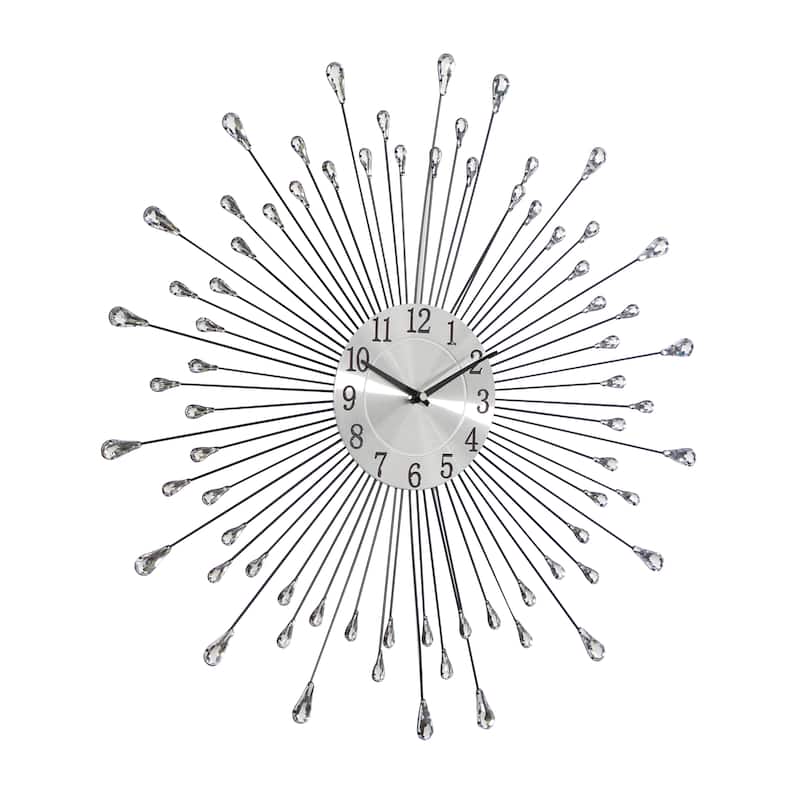 Gold / Copper / or Silver Iron Metal Starburst Sun Glam Wall Clock