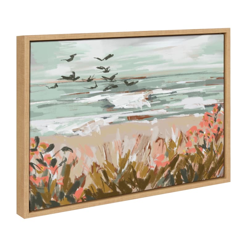 Kate and Laurel Sylvie Landscape 09 Beach Framed Canvas by Annie Quigley - 18x24 - Brown