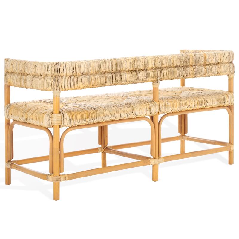 SAFAVIEH Couture Elexa Tropical Banana Woven Bench, Fully Assembled - 54"W x 21"D x 28"H