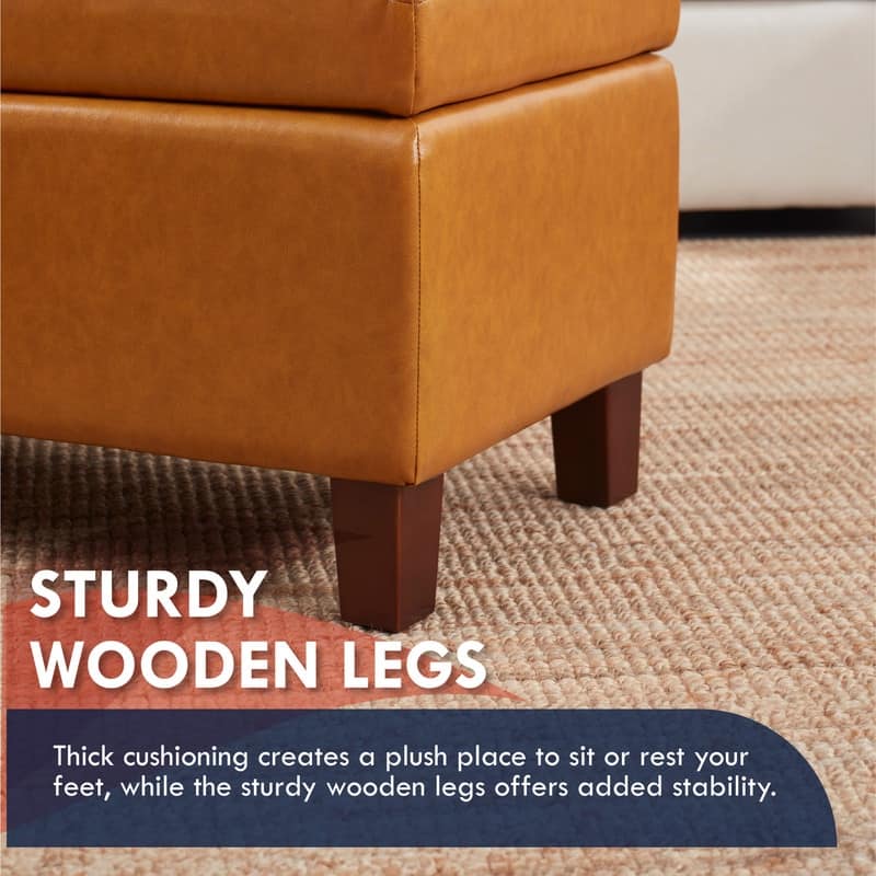 Hamilton Upholstered Rectangle Storage Ottoman with Hinge Lid - 40" x 15" x 16"