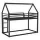 preview thumbnail 4 of 24, Twin House Bunk Bed with Built-in Ladder, Slide & Guardrails, Black