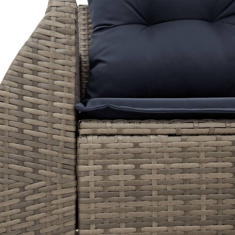 vidaXL Reclining Patio Sofa 2-Seater with Table Loveseat Furniture Poly Rattan - 23.2 x 51.2 x 36.2 in