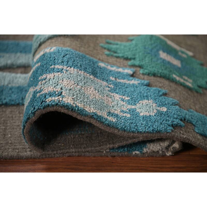 Brown Moroccan Indian Area Rug Hand-Knotted Wool Carpet - 5'1"x 7'11"