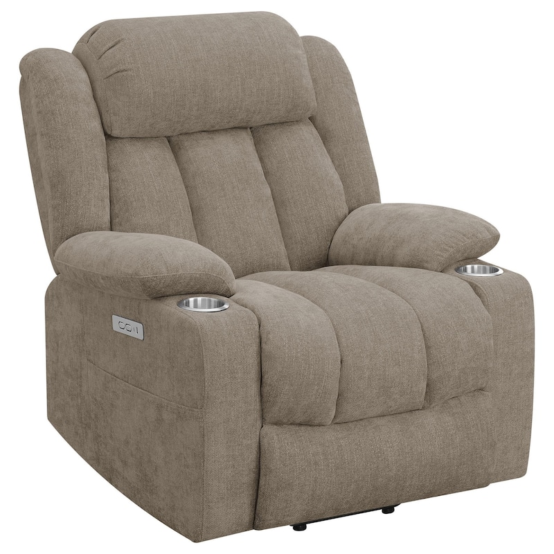 Limi Power Lift Recliner Chair, Camel Brown, USB Port, Cupholders