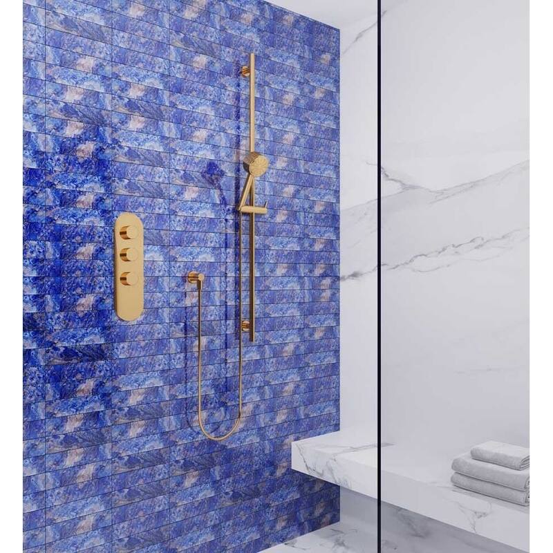 Apollo tile 3" x 12" Carnelian Glossy Cobalt Blue Glass Tile (5 sq ft/case) - 20 Pack