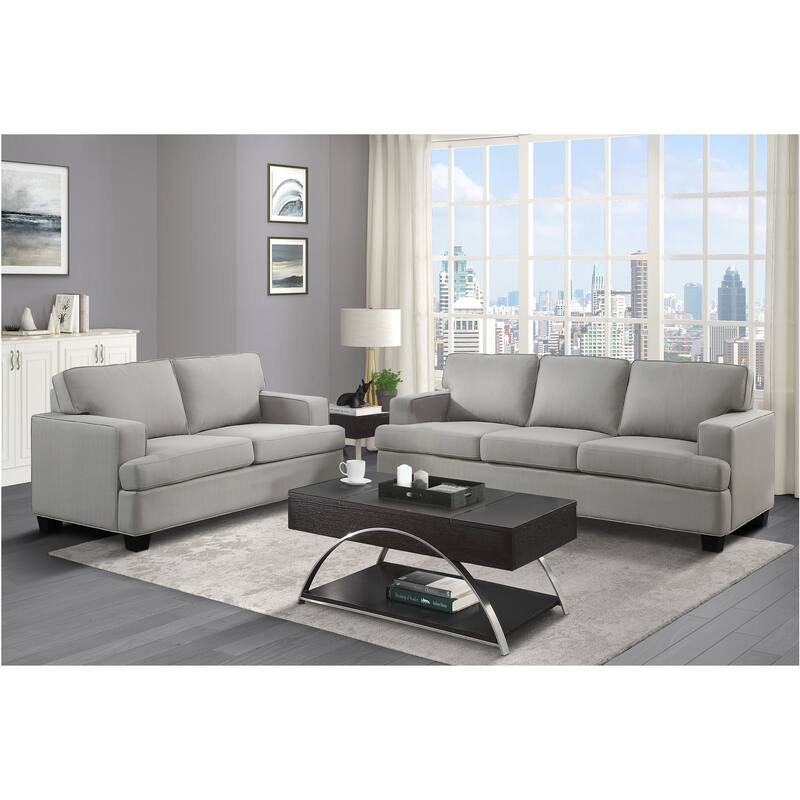 Jobyna Khaki Textured Fabric Living Room Set - 2 Piece