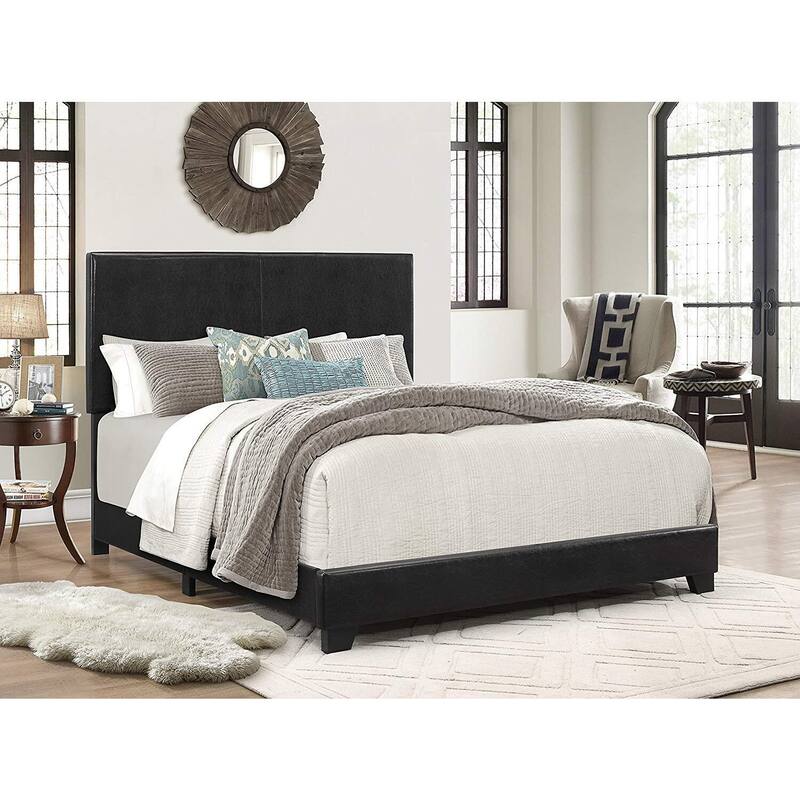 Erin Upholstered Bed - Full Size - Modern Black Faux Leather Design