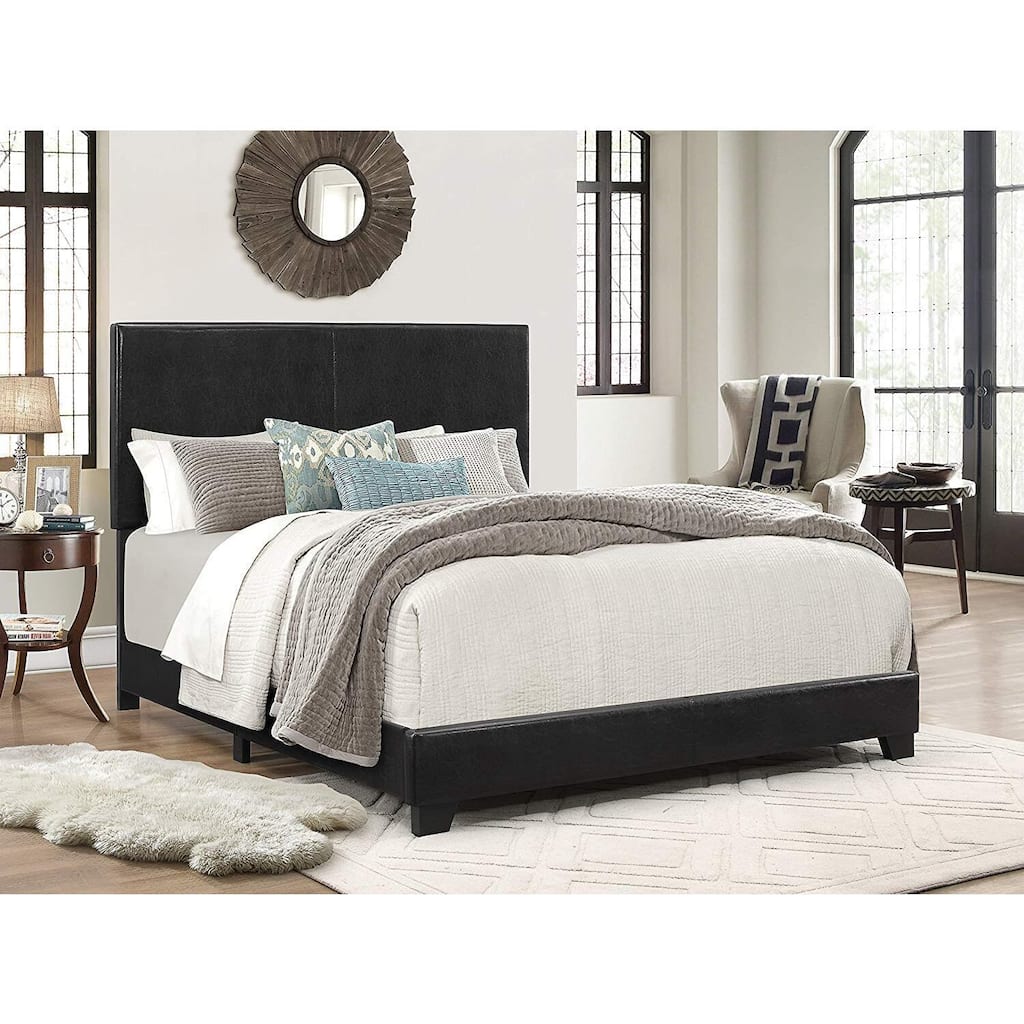 Erin Upholstered Bed - Full Size - Modern Black Faux Leather Design