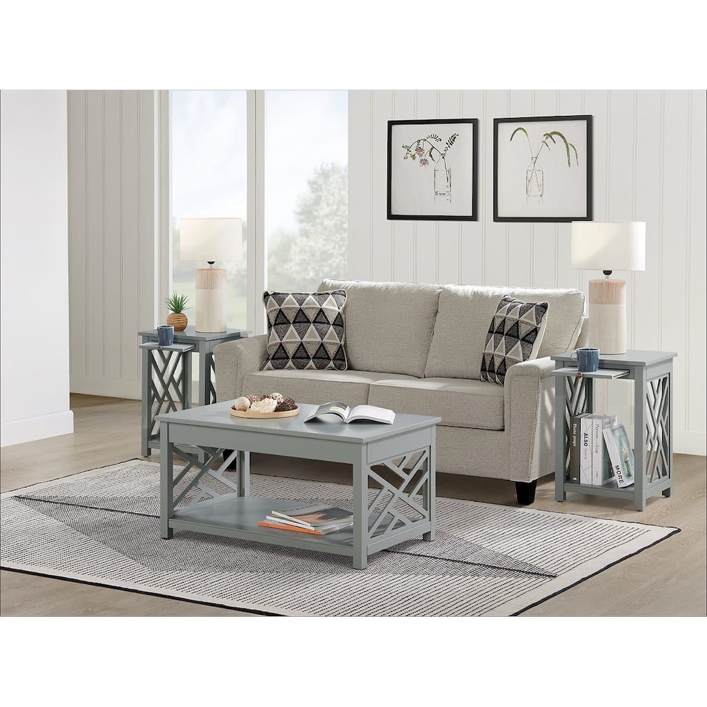 Porch & Den Altadena 3-piece Coffee Table and Two End Tables with Tray Shelf
