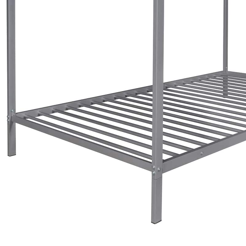 Kids Metal House Bed Frame with Slats, Ideal Playhouse and Sleeping Space