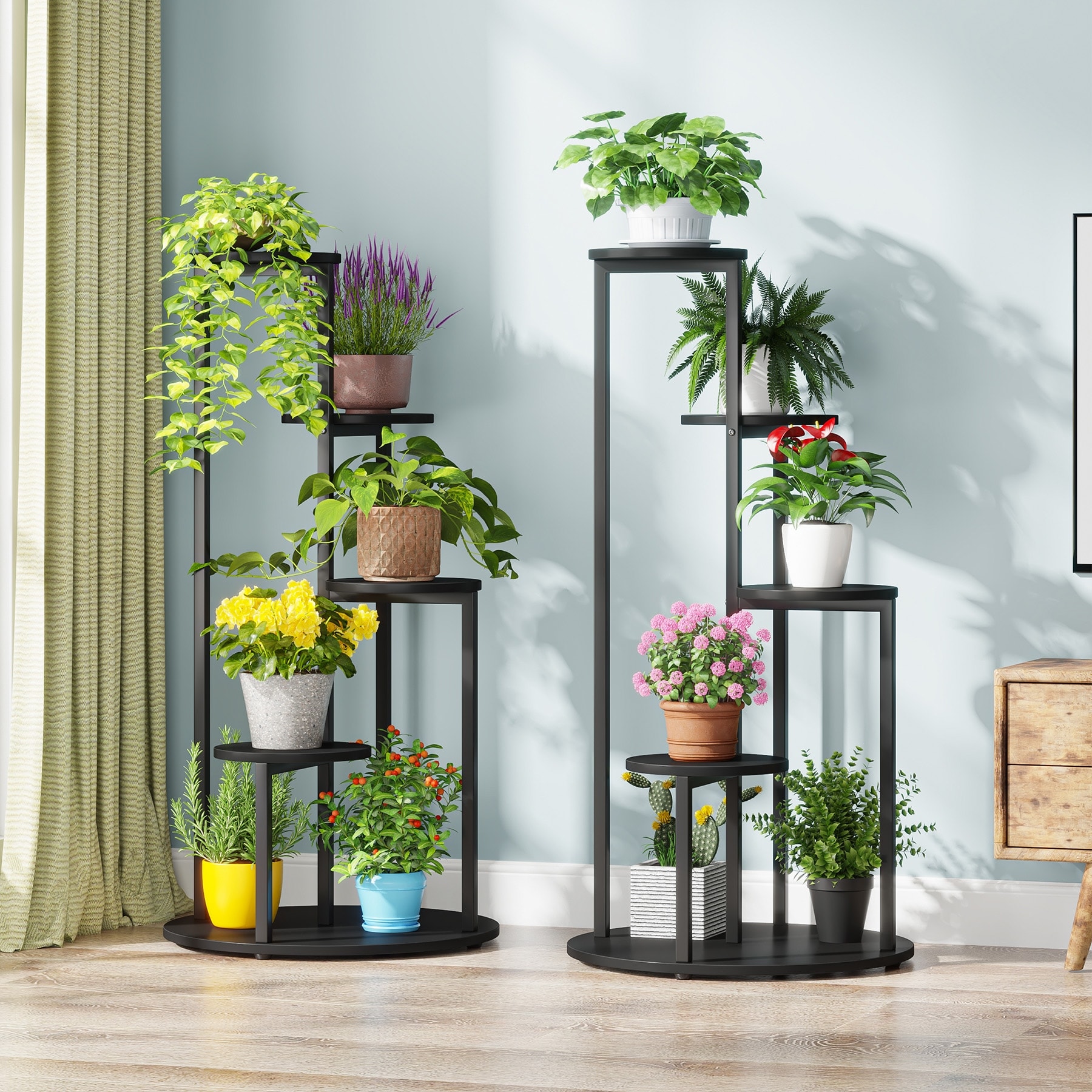 Corner Flower Pot Stands with Metal Frame for Balcony - 19.68