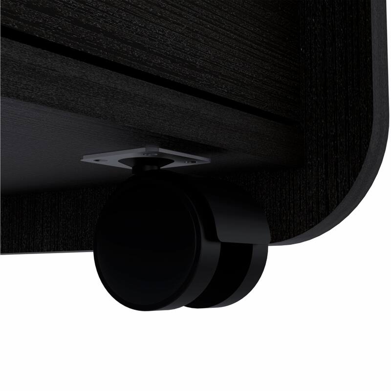 HomeRoots 22" Two Drawer Faux Wood Nightstand - Black