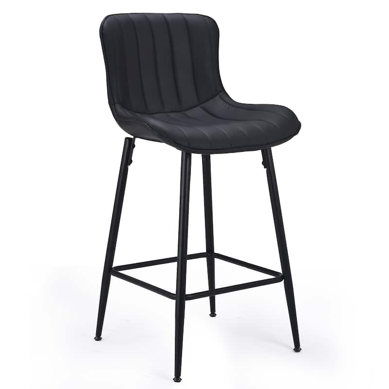 Counter Stools Set of 2, Faux Leather Counter Height Bar Stools, Modern Dining Table Chairs with Metal Legs