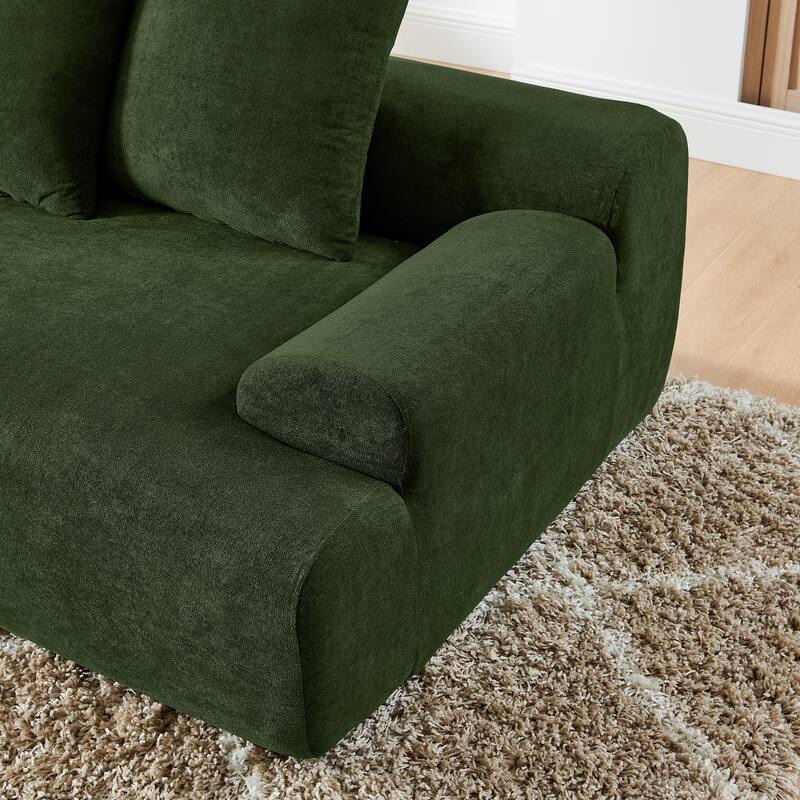 Curved Upholstered Sofa Velvet Sectional Couch for Living Room, L-Shape Lounge Sofa with Chaise, Modular Recliner Safa Bed