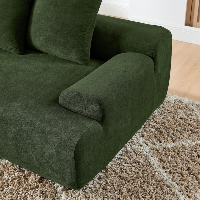 Modular L-Shaped Sectional Sofa with Chaise Lounge, Velvet Cloud Upholstered Floor Sofa, Compressed Sofa with Pillows聽