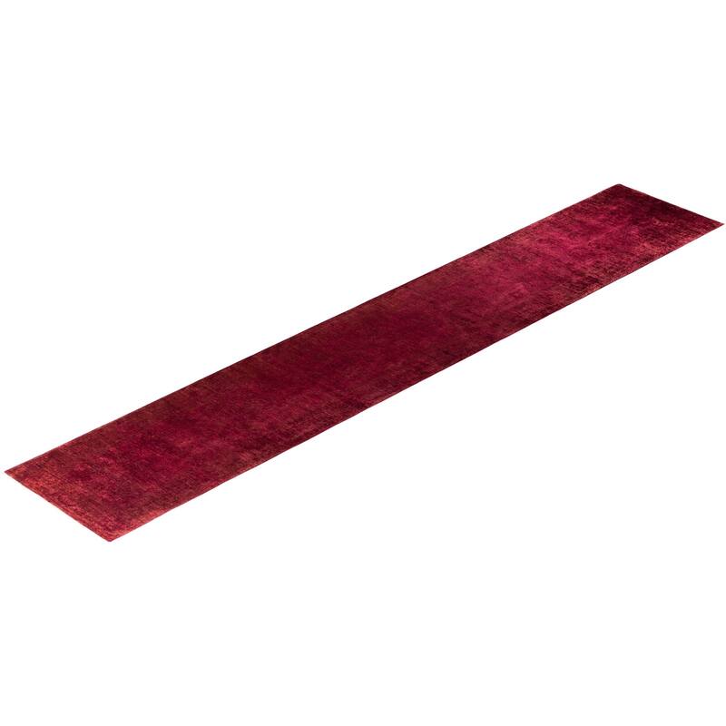 Contemporary Overdyed Wool Hand Knotted Runner - 3' 0" x 17' 4"