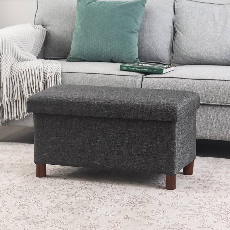 Adeco 30 Inches Storage Ottoman Bench for Living Room