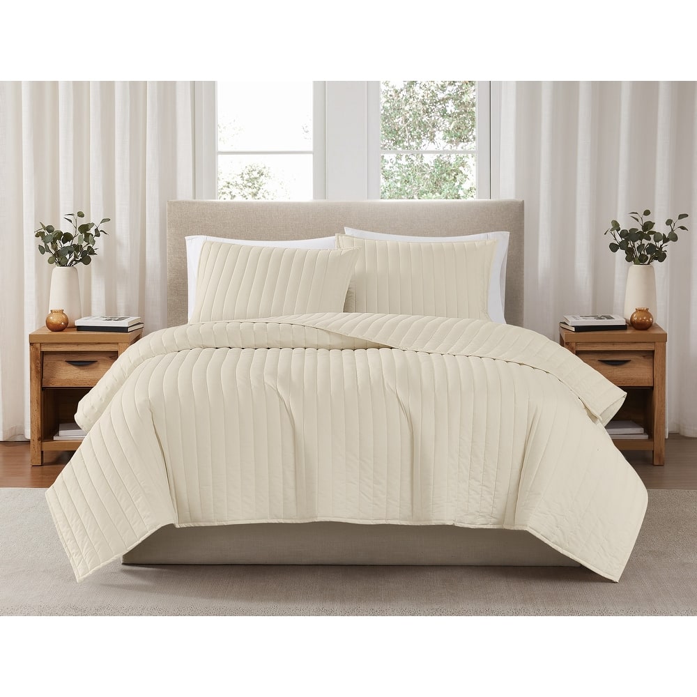 Brooklyn Loom Solid Cotton Percale Quilt Set