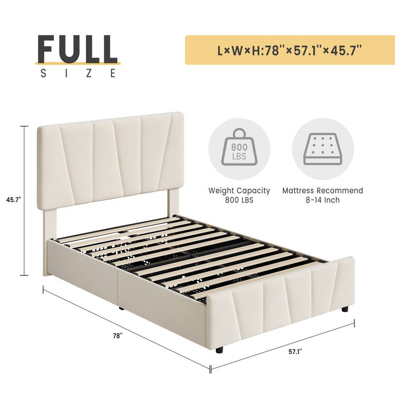 Twin Size Bed Frame with Adjustable Headboard and 2 Storage Drawers
