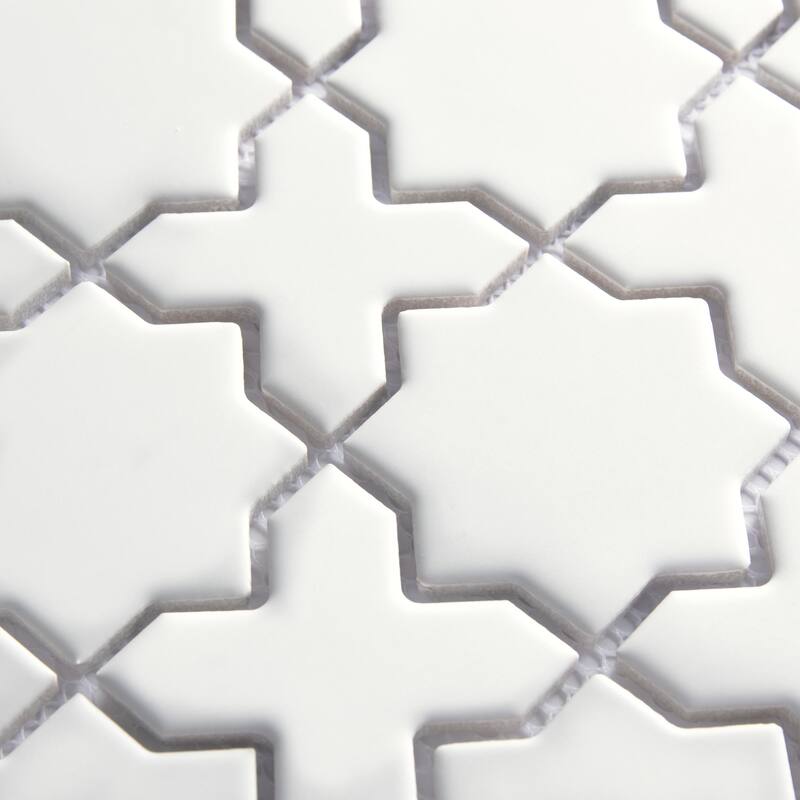 Merola Tile Metro 2" Star Matte White with Matte White Cross 11-7/8" x 11-7/8" Porcelain Floor and Wall Tile
