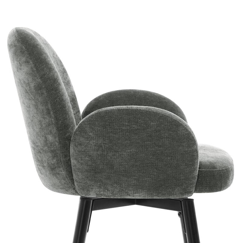 Upholstered Swivel Counter Stools with Arms Set of 2 - 38.6"H * 22.83"W * 22.83"D