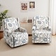 preview thumbnail 2 of 139, 29'' W Pattern Swivel Manual Push Back Recliner Chair Set of 2 Plant Blue/ Linen