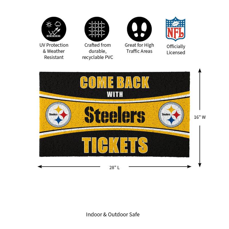 Pittsburgh Steelers 28 in. x 16 in. PVC "Come Back With Tickets" Trapper Door Mat