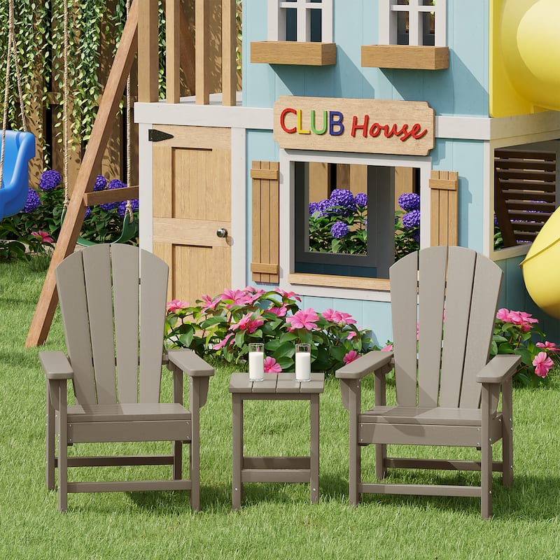 Laguna Kids Outdoor Poly Adirondack Chair With Side Table 3-Piece Set