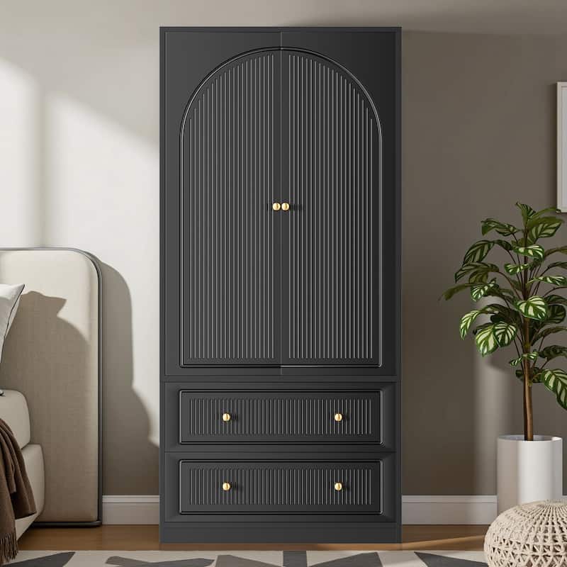 Pocassy Wardrobe Closet 70" Capacity Clothing Wardrobe Cabinet