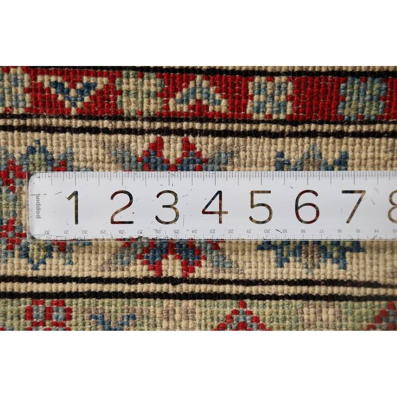 Light Blue Kazak Accent Rug Handmade Geometric Wool Carpet - 2'0" x 3'2"