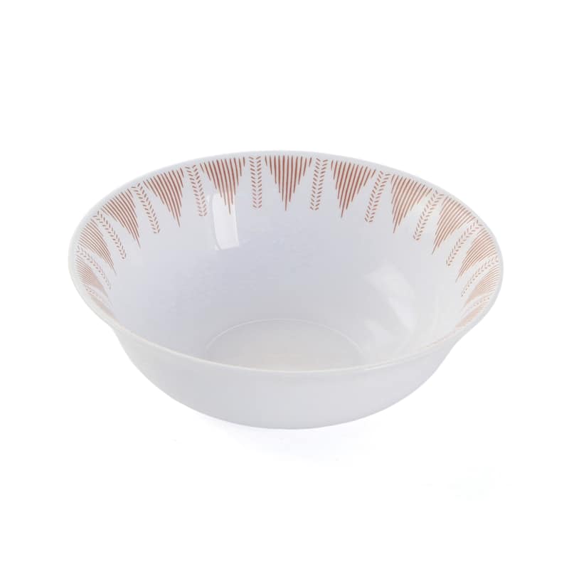 12 Piece Opal Glass Dinnerware Set in White With Red Accents