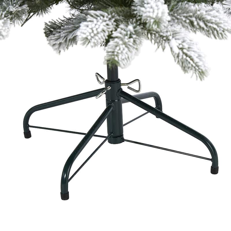 5’ Pre-Lit Flocked South Carolina Artificial Christmas Tree, Clear LED Lights - 5 Foot