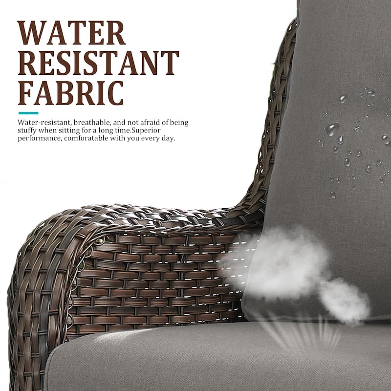 Outdoor Swivel Rocker Wicker Patio Chairs Set of 3