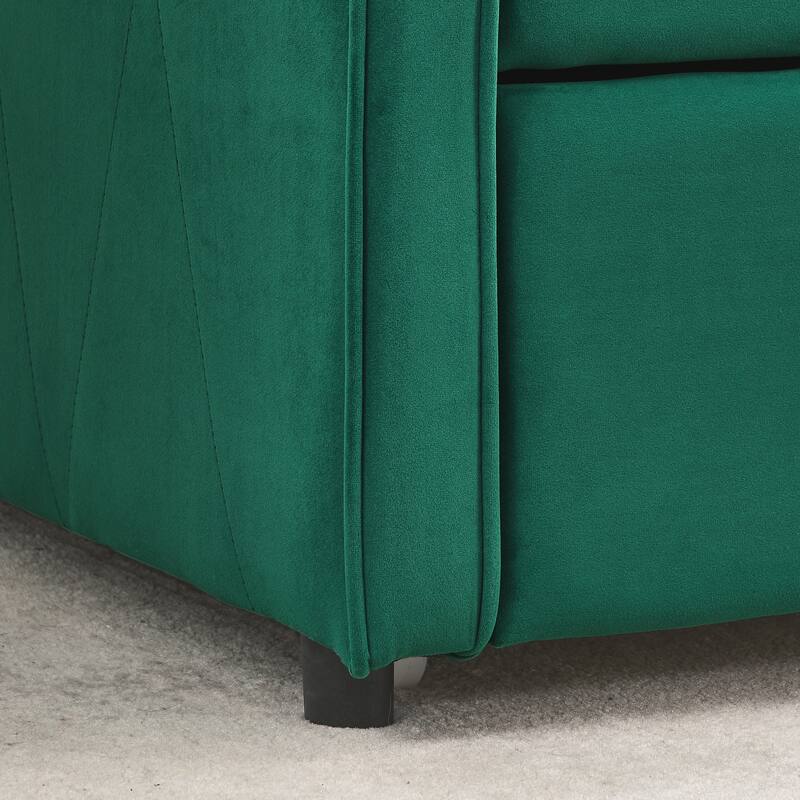 Roomfitters Twin Upholstered Daybed with Twin Trundle, Tufted Backrest and Elegant Waved Arms