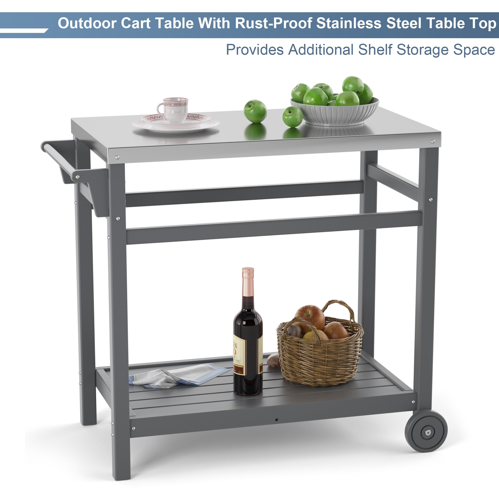 Oven Cart Table with Pizza Topping Station, Work Cart Outdoor Grill St –  GrillPartsReplacement - Online BBQ Parts Retailer