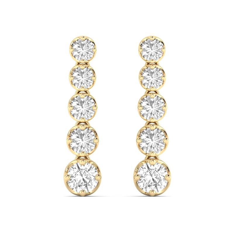 Marquee 7/8 CTW Five Stone Diamond Dangle Earrings in 14K Yellow Gold