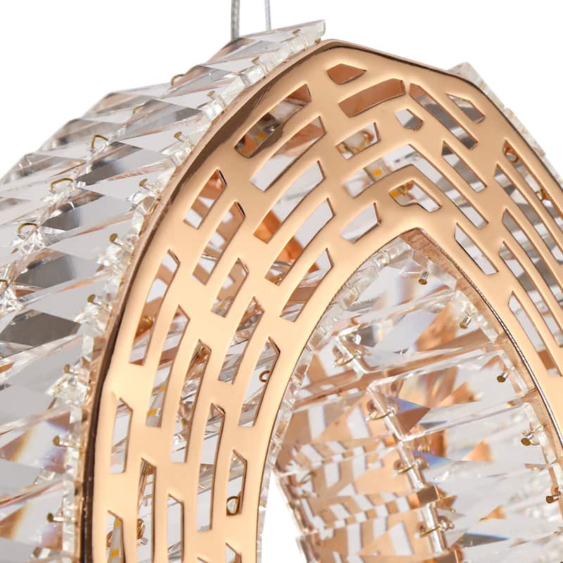 Modern Glam LED 1-Light Oval Crystal Chandelier Island Pendant for Kitchen Island - Gold