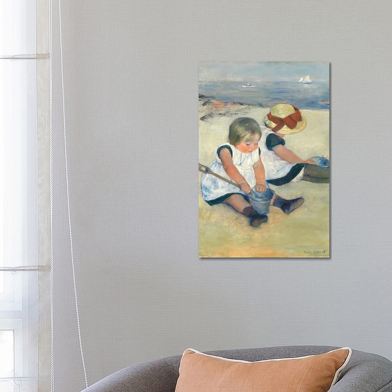 iCanvas "Children Playing On The Beach, 1884" by Mary Stevenson Cassatt Canvas Print - 26x18x1.5