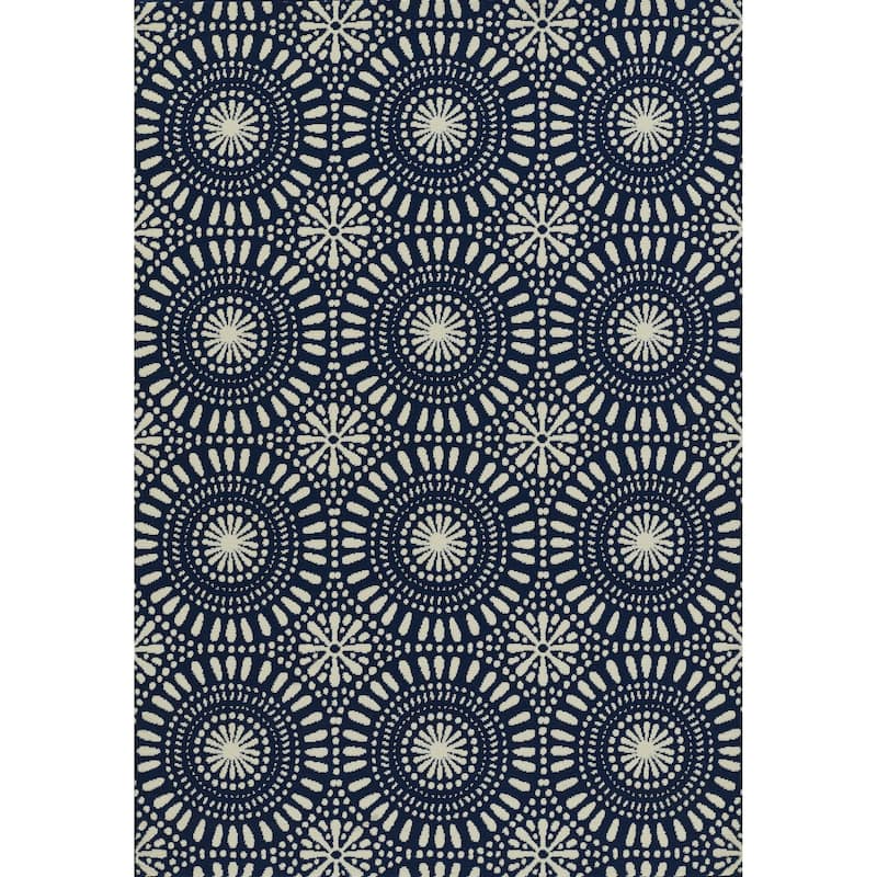 Momeni Baja Geometric Indoor Outdoor Rug - Navy - 8'6" X 13'