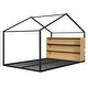 preview thumbnail 18 of 24, Full Size Metal Wood House Bed with Shelves & Lights