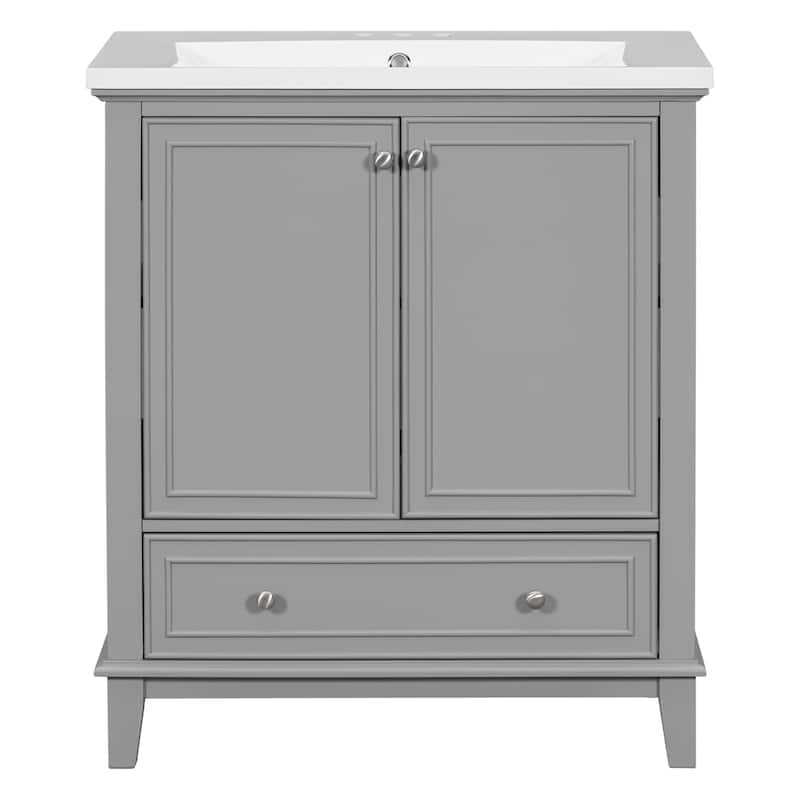 Bathroom Vanity with Sink, Bathroom Vanities with Doors and Drawer, Bathroom Storage Cabinet with Adjustable Shelf