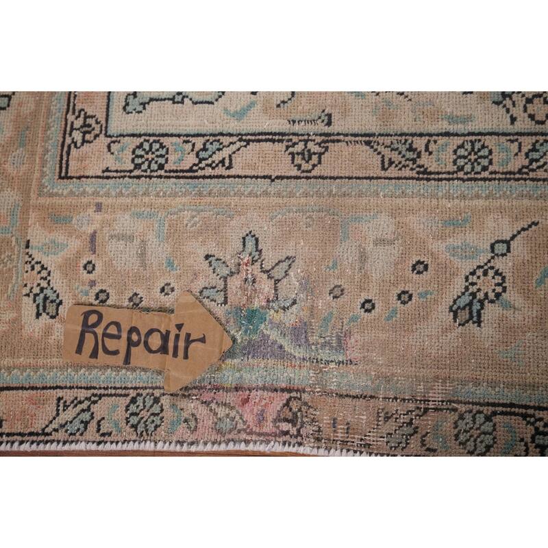 Pink Tabriz Vintage Persian Area Rug Handmade Wool Carpet - 6'9" x 9'3"