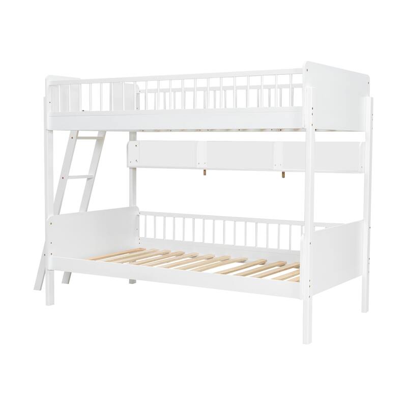 Convertible Twin Bunk Bed with Adjustable Ladder & Built-In Wall Shelf Storage by Harper&Bright Designs