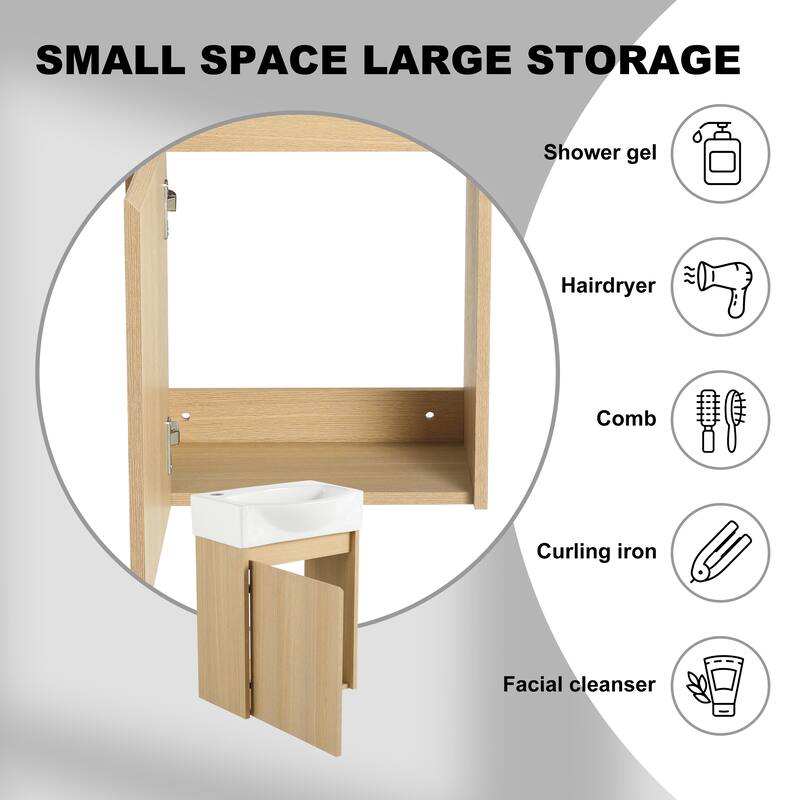 Bathroom Vanity With Sink In 16/20/24/30/36 Inch, Floating Bathroom Vanity With Soft Close Door